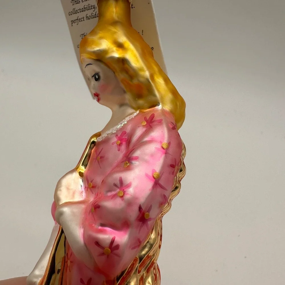 Christopher Radko HEAVENLY TRIUMPH 1996 Christmas Ornament, Angel, Horn, Pink‎